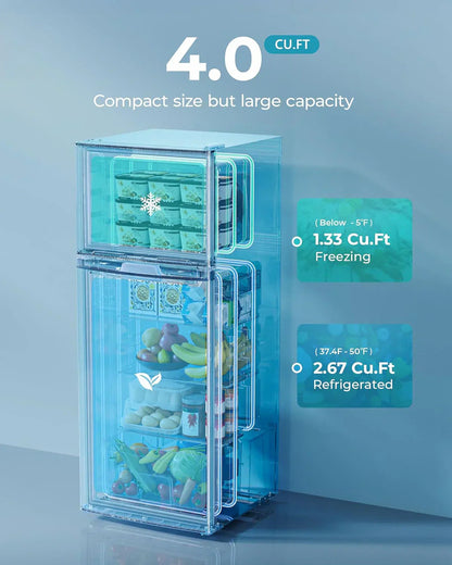 3.2 Cu.Ft Mini Fridge with Freezer 2-Door Compact Refrigerator for Bedroom, Dorm, Office or Apartment, Silver3.2 Cu.Ft Mini Fridge with Freezer 2-Door Compact Refrigerator for Bedroom, Dorm, Office or Apartment, Silver