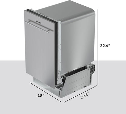 Honeywell 18 Inch Dishwasher with 8 Place settings, 6 Washing Programs, Stainless Steel Tub, UL/Energy Star- Stainless Steel