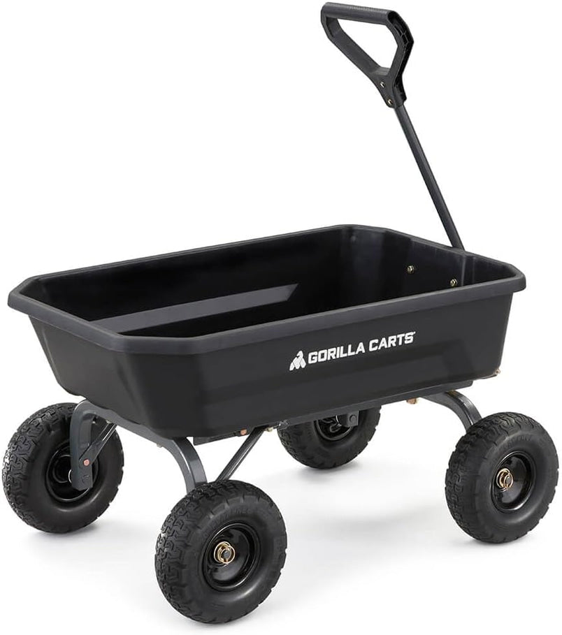7GCG-NF Heavy-Duty Poly Dump Garden Cart with No-Flat Tires, 7 Cubic Feet, 1200-Pound Capacity, Black, Amazon Exclusive