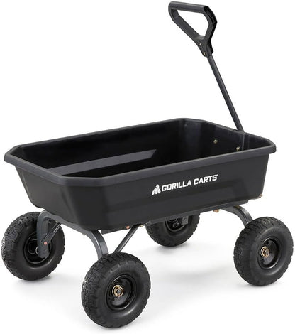 7GCG-NF Heavy-Duty Poly Dump Garden Cart with No-Flat Tires, 7 Cubic Feet, 1200-Pound Capacity, Black, Amazon Exclusive