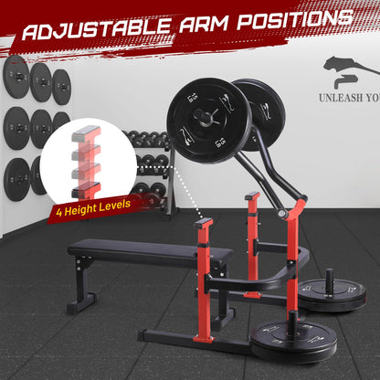 Chest Press Machine, 1050LBS Capacity, Independent Converging Arms, Weight Bench Press with Adjustable Flat Bench for Upper Body Workouts, Red