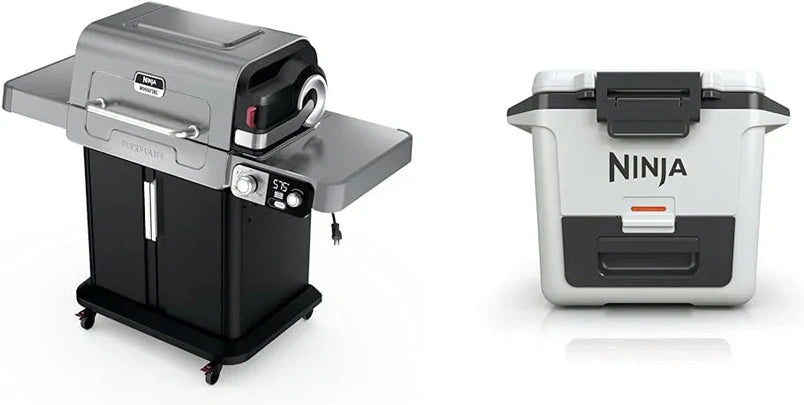 Ninja FlexFlame, Grill and Smoker, Electric and Propane Grill, Roaster, BBQ Grill, 5-in-1 Cooking System, 3 Burner, Digital Control, Outdoor Cooking, Griddle, Pizza Maker, Stainless Steel, PG301