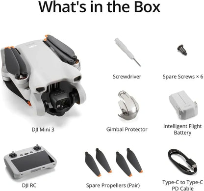 DJI Mini 3, Drones with Camera for Adults 4K, 38-min Flight Time, up to 32800ft (10km) Video Transmission, True Vertical Shooting, GPS Auto Return Integrated, Mini Drone with Camera for Beginners