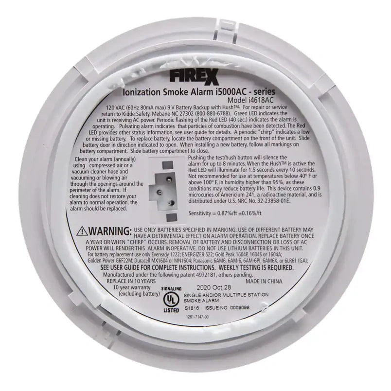 Pack Hardwired Smoke Alarm with Ionization Sensor, 120V AC, 9V Battery Backup
