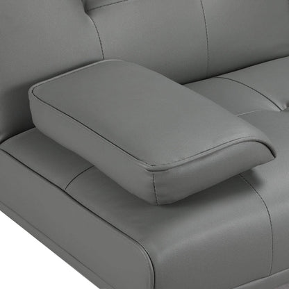 Yaheetech Convertible Sofa Bed Adjustable Couch Sleeper Modern Faux Leather Home Recliner Reversible Loveseat Folding Daybed Guest Bed, Removable Armrests, Cup Holders, 3 Angles, 772lb Capacity, Black