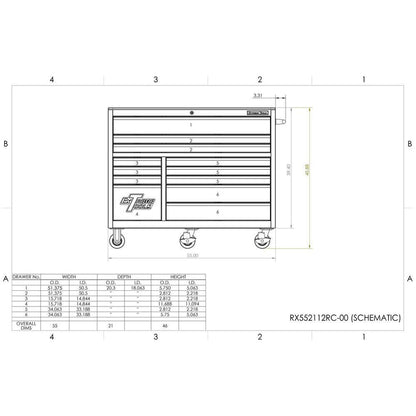 Extreme Tools THD Series 55 in. 12-Drawer Roller Cabinet Tool Chest in Blue THD552112RCBL