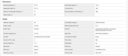 ECHO SRM-225 21.2 cc Gas 2-Stroke Cycle Straight Shaft Trimmer