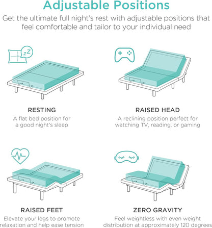 Best Choice Products Ergonomic Twin XL Size Adjustable Bed Frame, Electric Base w/Wireless Remote Control, Nightlight, Massager, 2 USB Ports
