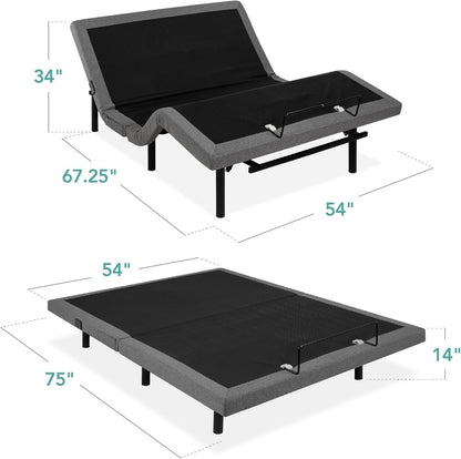 Best Choice Products Ergonomic Twin XL Size Adjustable Bed Frame, Electric Base w/Wireless Remote Control, Nightlight, Massager, 2 USB Ports