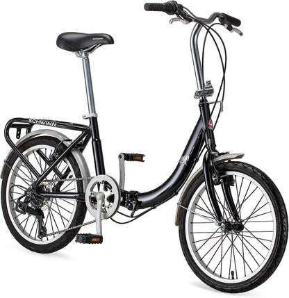 Schwinn Loop Adult Folding Bike for Men and Women, 20-inch Wheels, 7-Speed Drivetrain